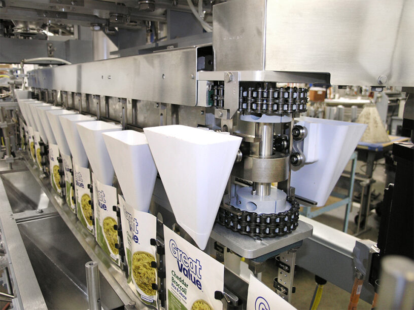 Close up of horizontal form fill seal IM machine