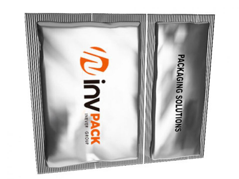 Front and back example of sealed sachets using the MVA4 EVO sachet machine