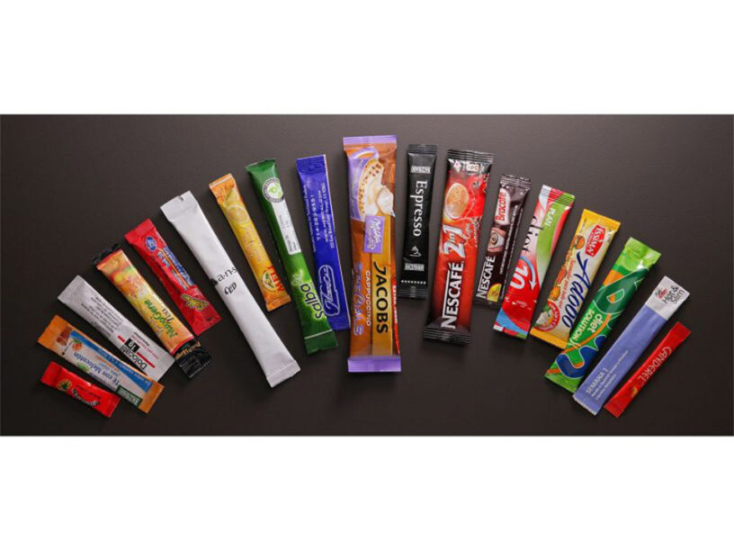 Showcase of sealed stickpacks on the BY3 EVO stickpack form fill seal machine