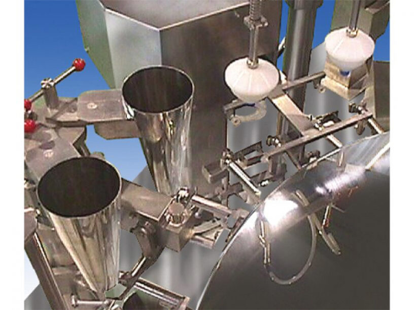 Close up of the TT-9CW high speed pouch fill and seal machine