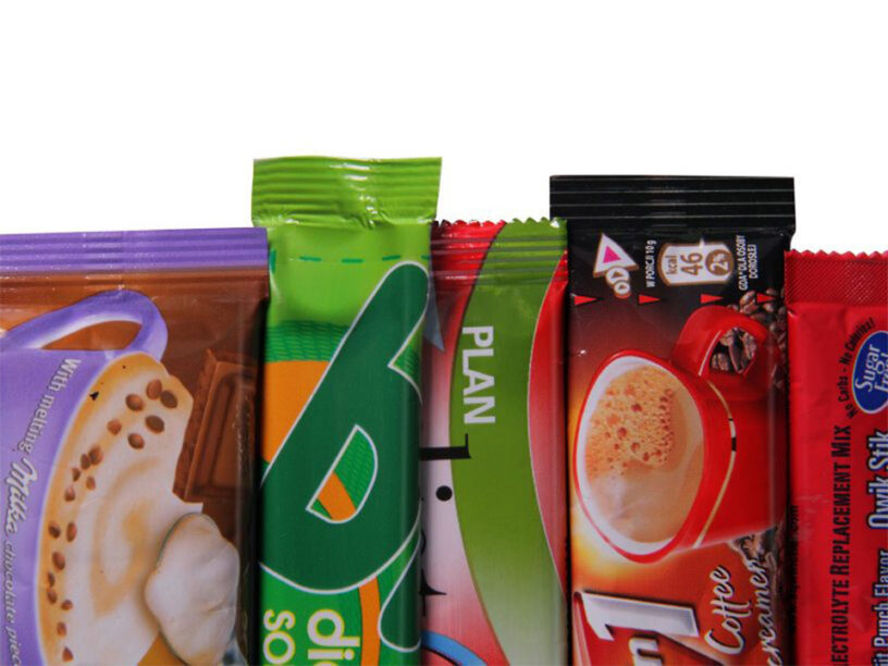 Close up on the product examples seals for the BY3 EVO stickpack machine