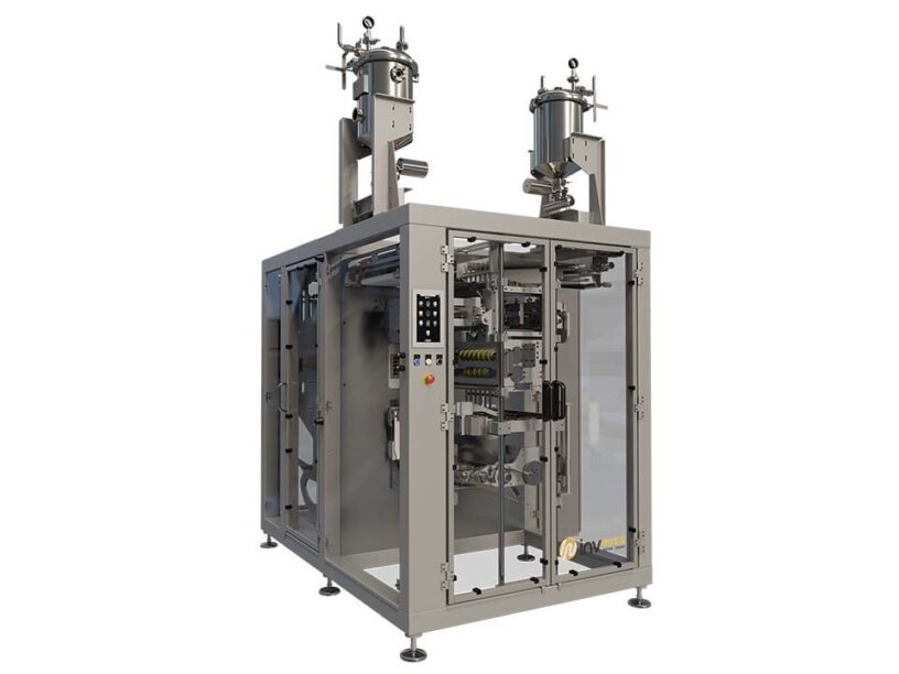 Left angle of the MVA9 multilane flat sachet vertical form fill seal machine
