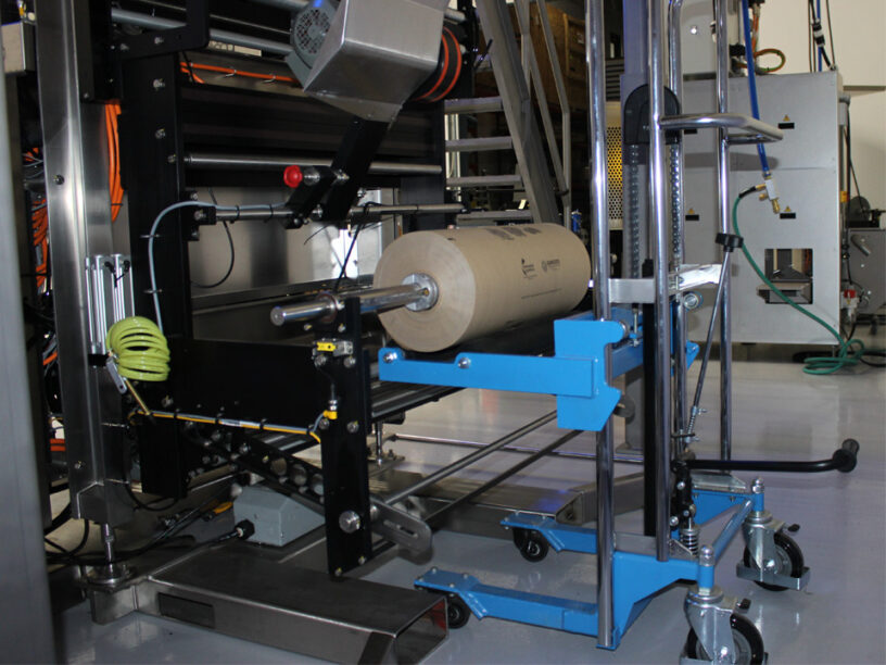 Close up of the film material handling lift options from Matrix