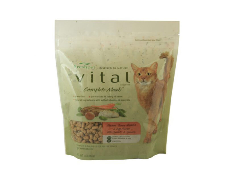Vital pet food pouch filled and sealed using the TT-8D-R pre-made pouch fill and seal system