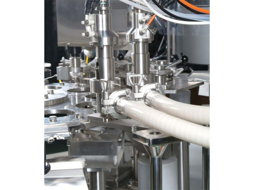 Close up of the TT-15CW-10 high speed spouted pouch filler and sealer