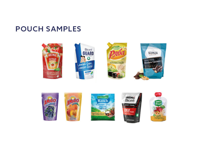Pouch samples of FL 1.4 / 1.7 HFFS Rollstock machine that produces small pouches