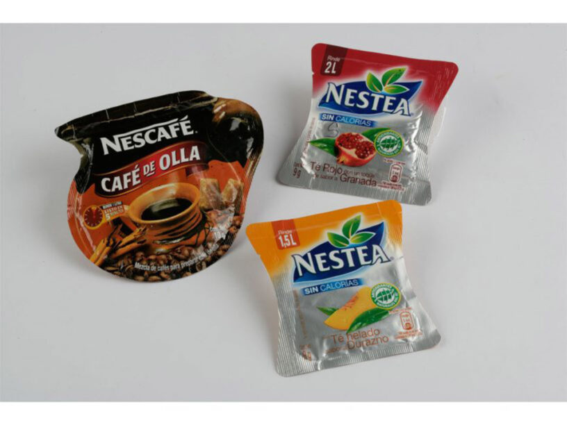 Nescafe and Nestea sachet examples on the MVA9 multilane machine