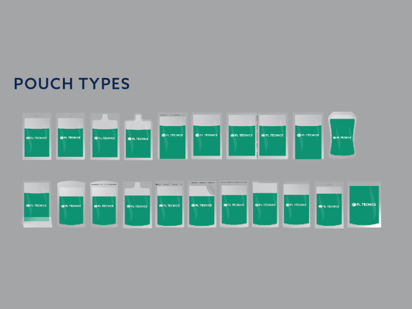 Pouch types of the FL 2.7 / 3.2 / 4.2 Inline Rollstock Carrousel Machine for Large Formats