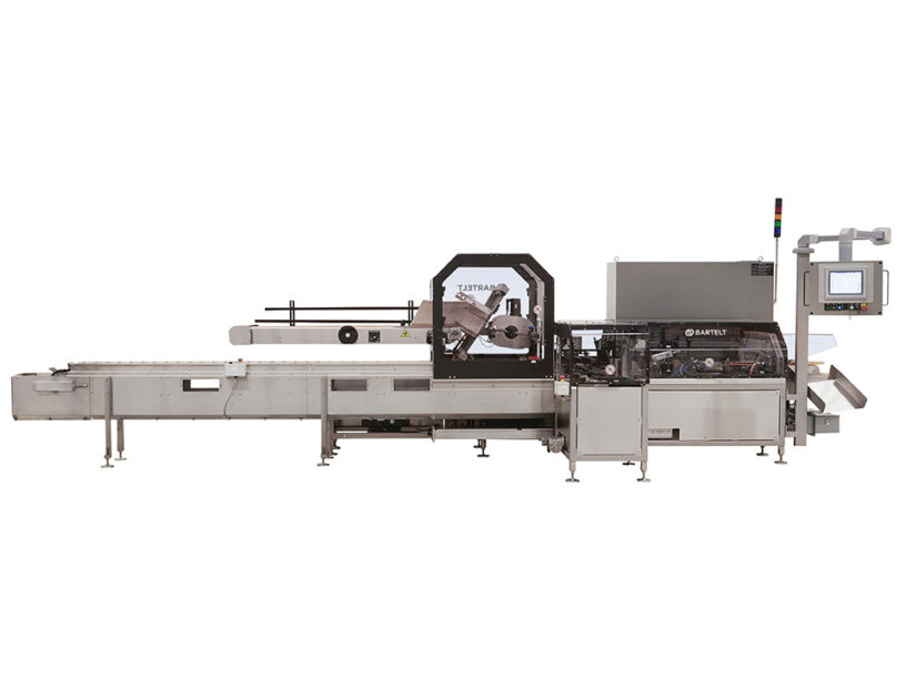 Side of intermittent motion cartoner servo driven Bartelt IMC Cartoner