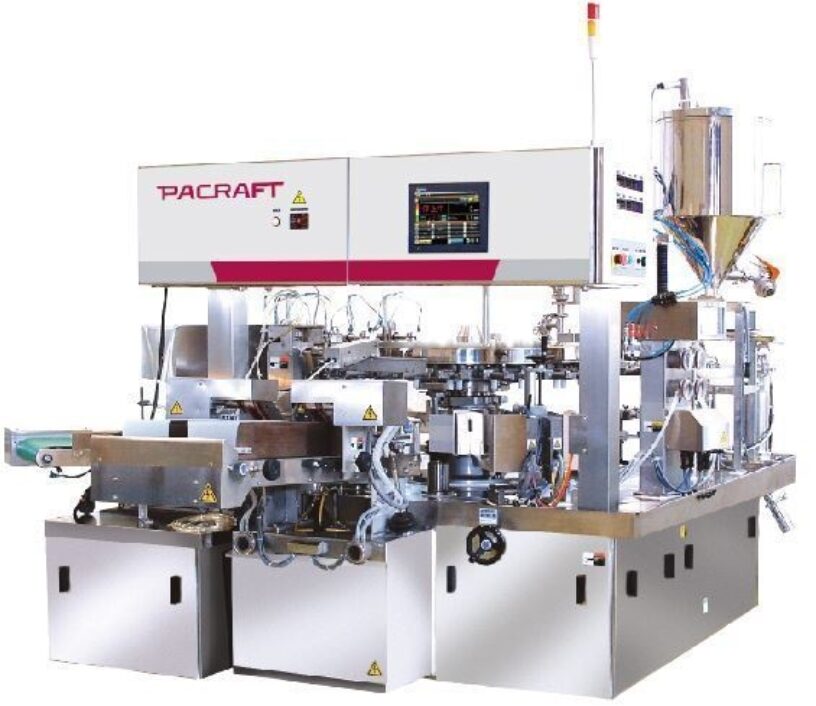 Front right angle of the TT-9CW high speed pouch fill and seal machine