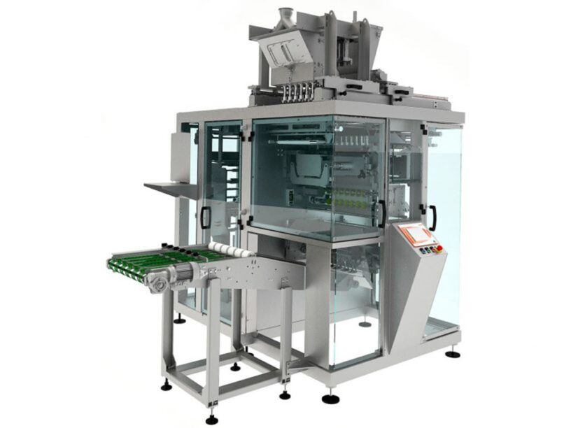 Front of the MVA9 multilane flat sachet vertical form fill seal machine